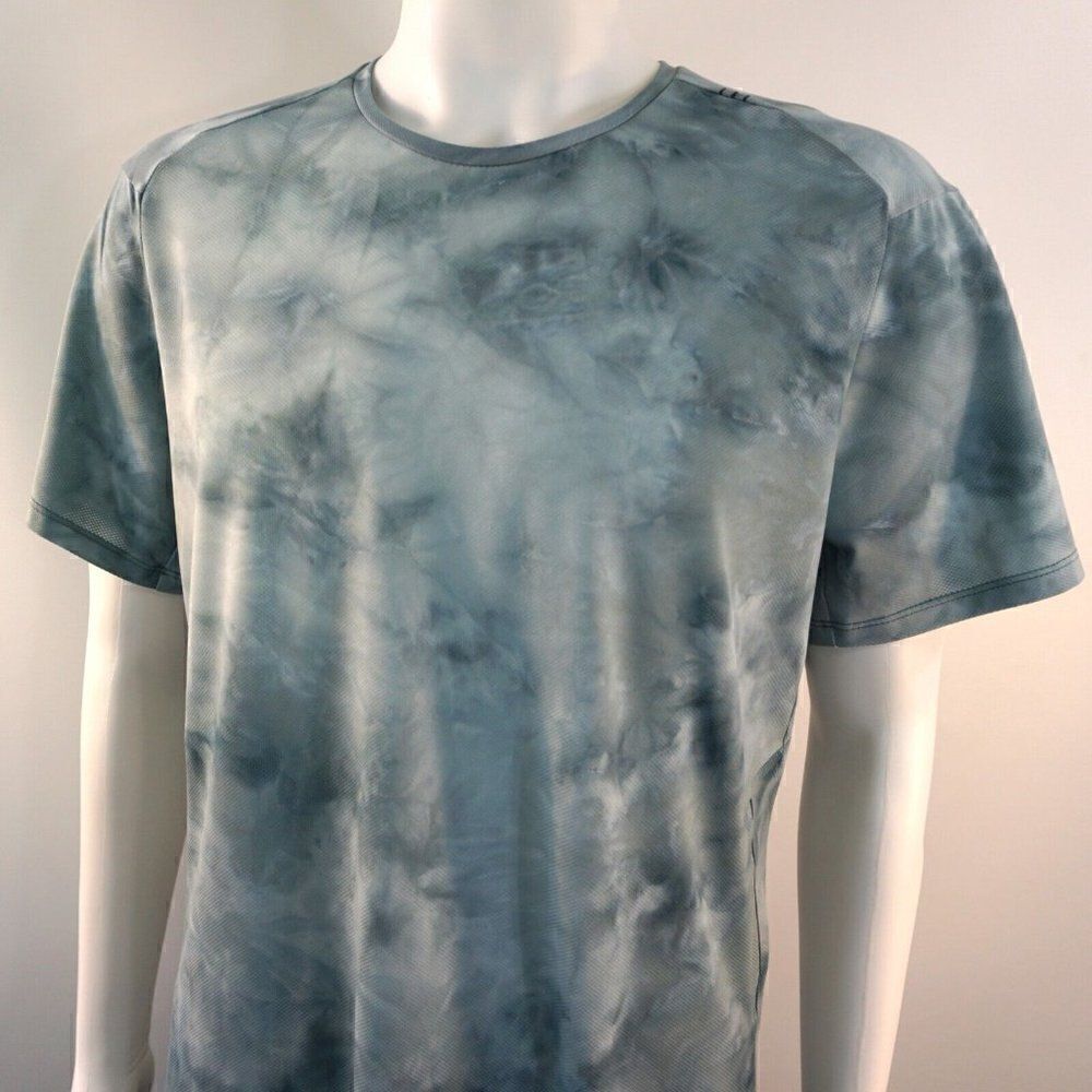 Lululemon Shirt Mens Tie Dye Short Sleeve Active Casual Sz Large Blue Gray